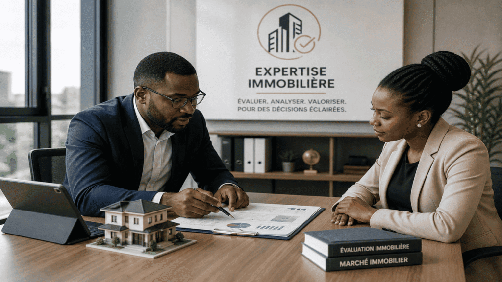 Image représentant l'employé d'une agence immobilière, entrain d'accompagner juridiquement une cliente